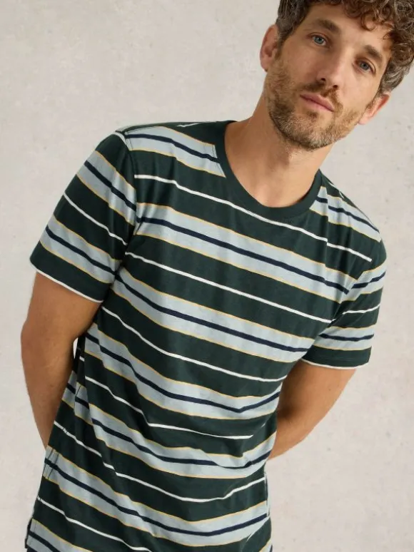 Abersoch Stripe Tee in NAVY MULTI