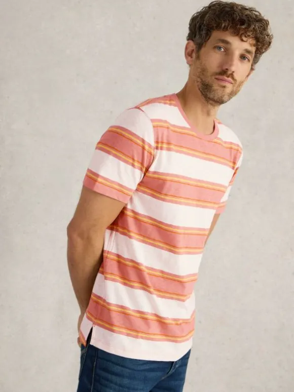 Abersoch Stripe Tee in WHITE MULTI