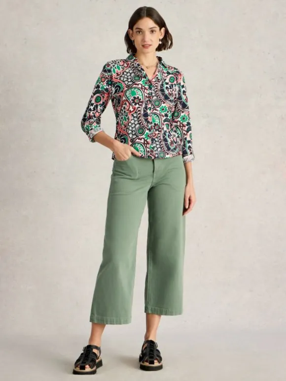 ANNIE JERSEY COLLARED SHIRT in NATURAL PRINT