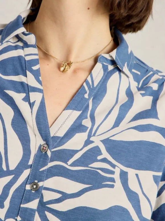 ANNIE JERSEY COLLARED SHIRT in NAVY MULTI