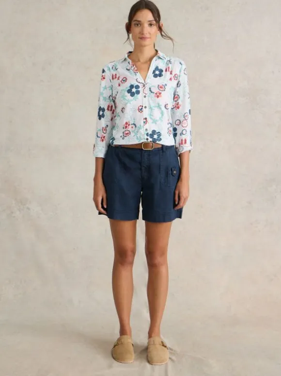 ANNIE JERSEY LONG SLEEVE SHIRT in WHITE PRINT