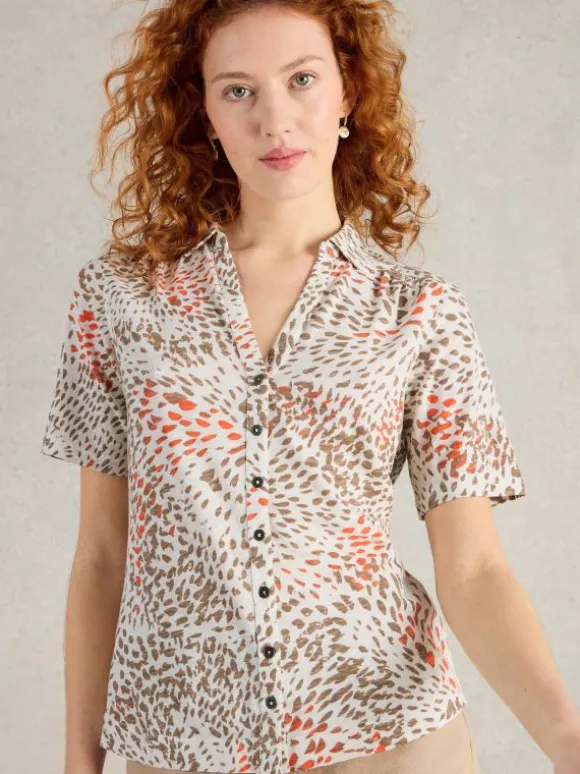 ANNIE JERSEY SHORT SLEEVE SHIRT in GREY PRINT