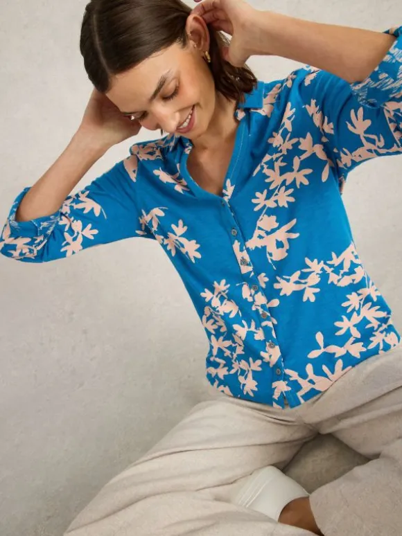 ANNIE LONG SLEEVE JERSEY SHIRT in PINK PRINT