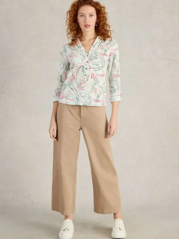 ANNIE LONG SLEEVE JERSEY SHIRT in GREEN PRINT