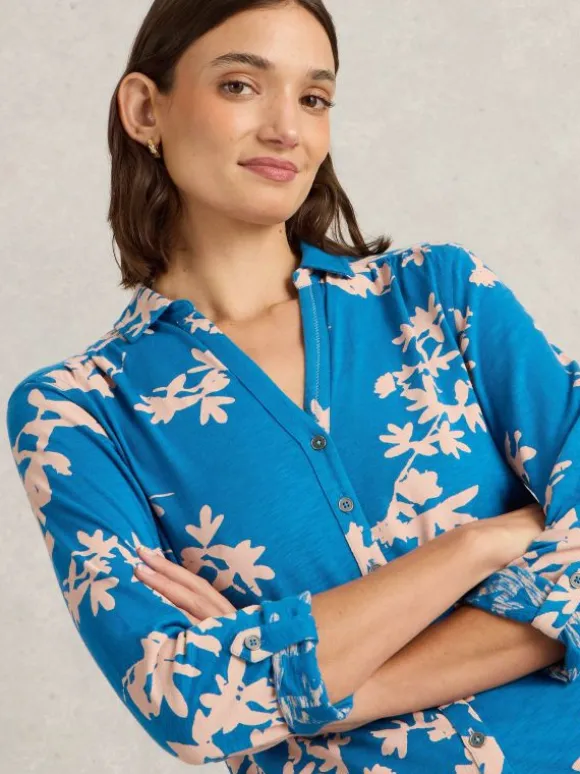 ANNIE LONG SLEEVE JERSEY SHIRT in PINK PRINT