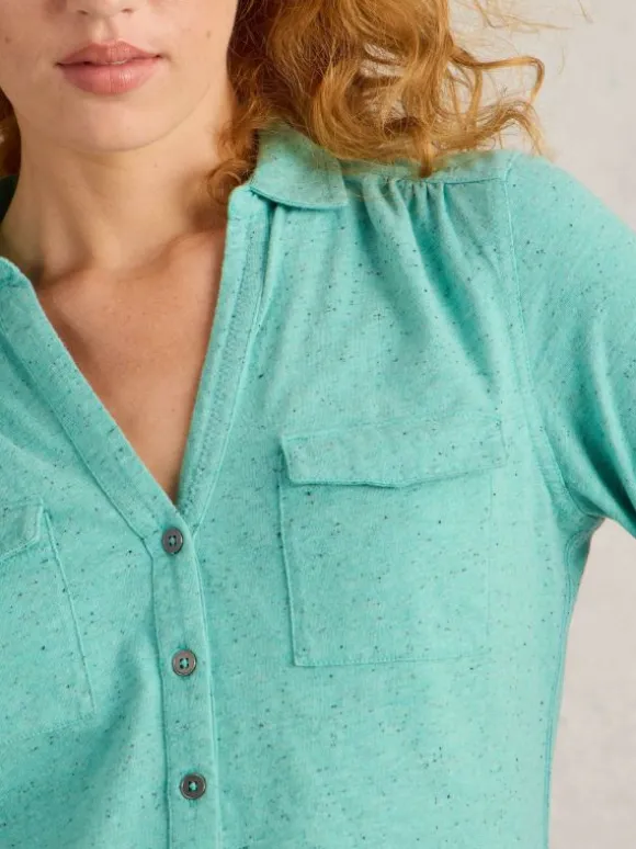 ANNIE POCKET JERSEY SHIRT in BRIGHT BLUE