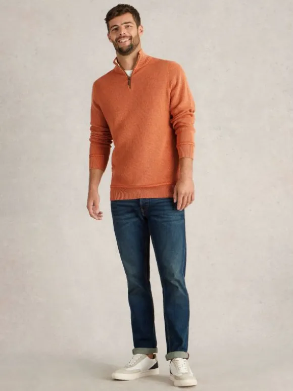 Attadale Long Sleeve Funnel Neck Jumper in DARK ORANGE