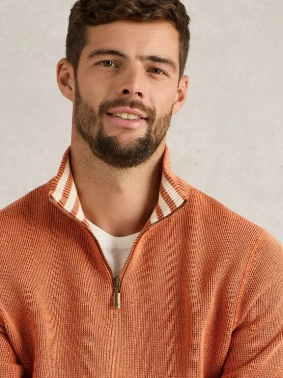 Attadale Long Sleeve Funnel Neck Jumper in DARK ORANGE