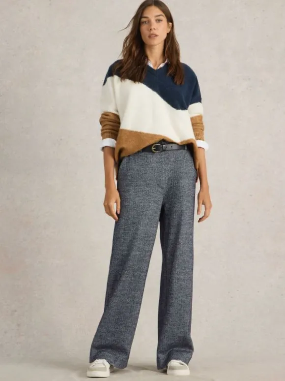 Belle Tweedy Wide Leg Trouser in NAVY MULTI