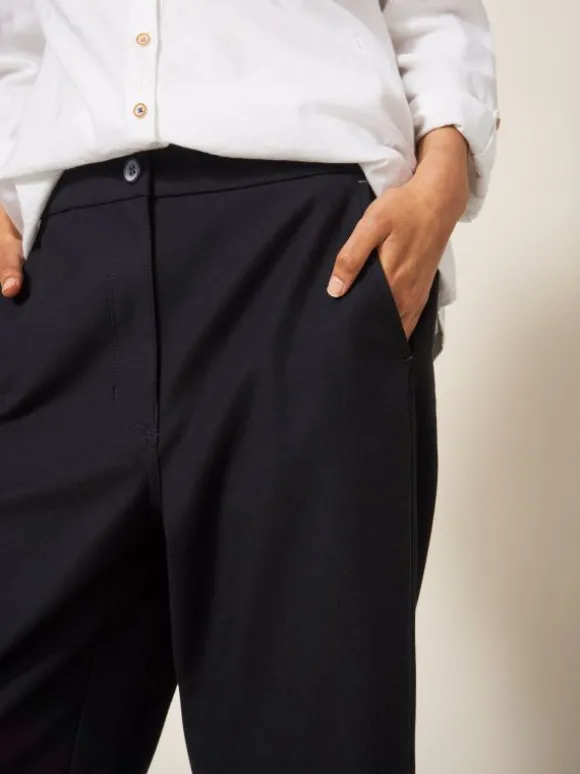 Belle Wide Leg Cropped Trouser in PURE BLACK