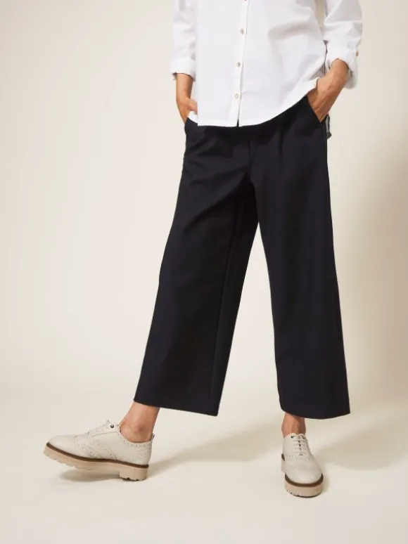 Belle Wide Leg Cropped Trouser in PURE BLACK