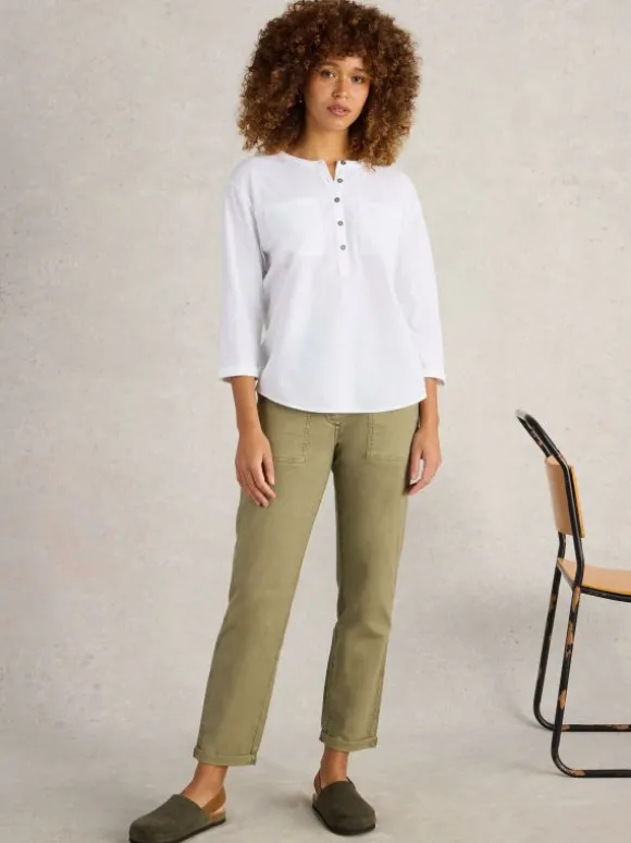 BETH 34 SLEEVE SHIRT in BRILLIANT WHITE