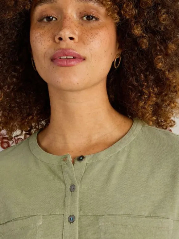 BETH 34 SLEEVE SHIRT in DUSTY GREEN