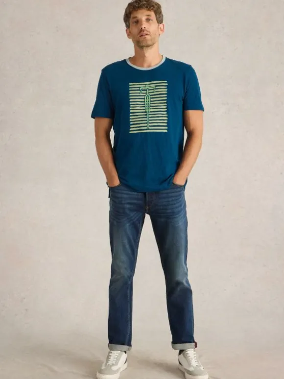 Bike Graphic Crew Neck Tee in BLUE PRINT