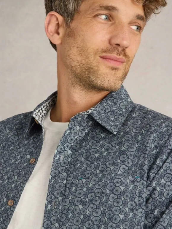 Bike Tyres Printed Shirt in NAVY PRINT