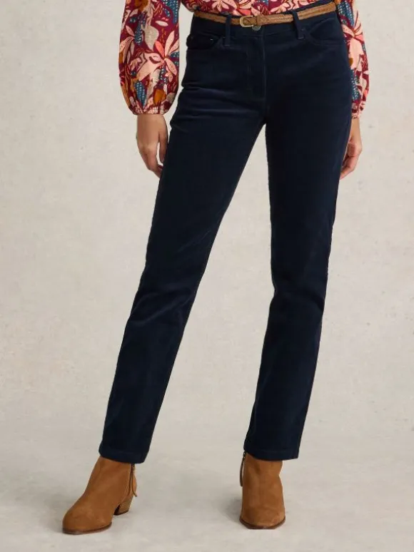 Brooke Cord Straight Trouser in DARK NAVY