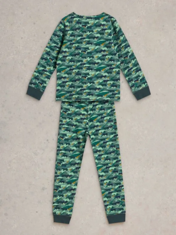 Camo Bear PJ Set in GREEN PRINT