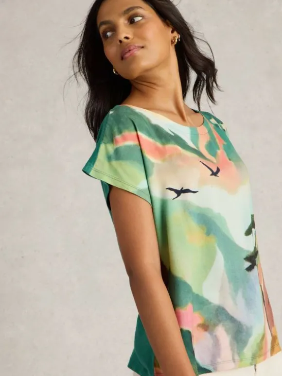 CANYON WOVEN MIX TEE in BLUE PRINT