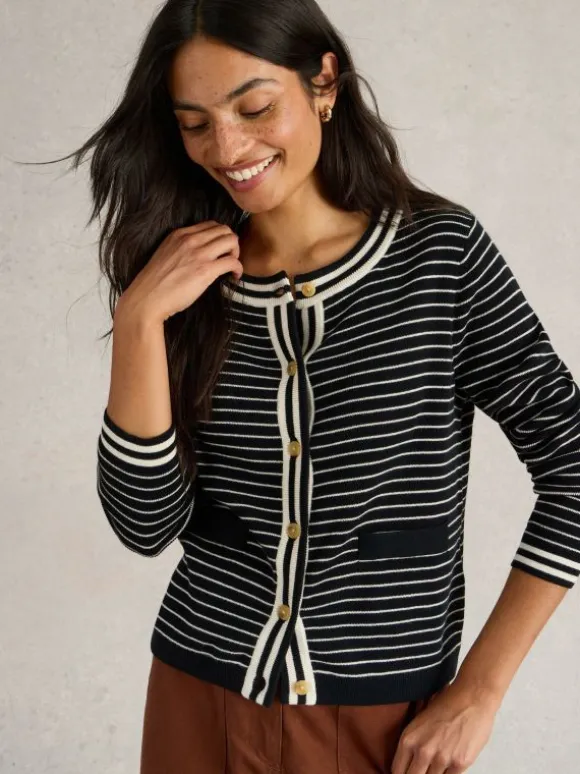 CHARLOTTE STRIPE CARDI in BLACK MULTI