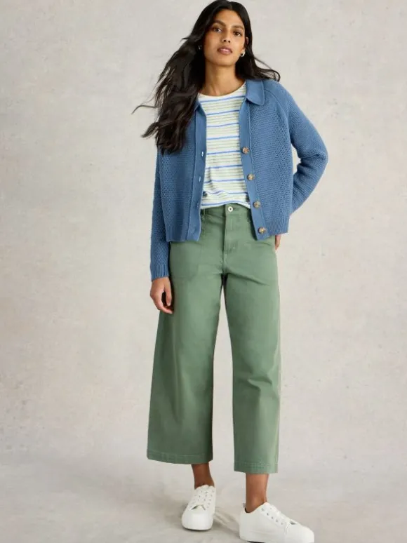 CHATERLY COLLAR CARDI in MID BLUE