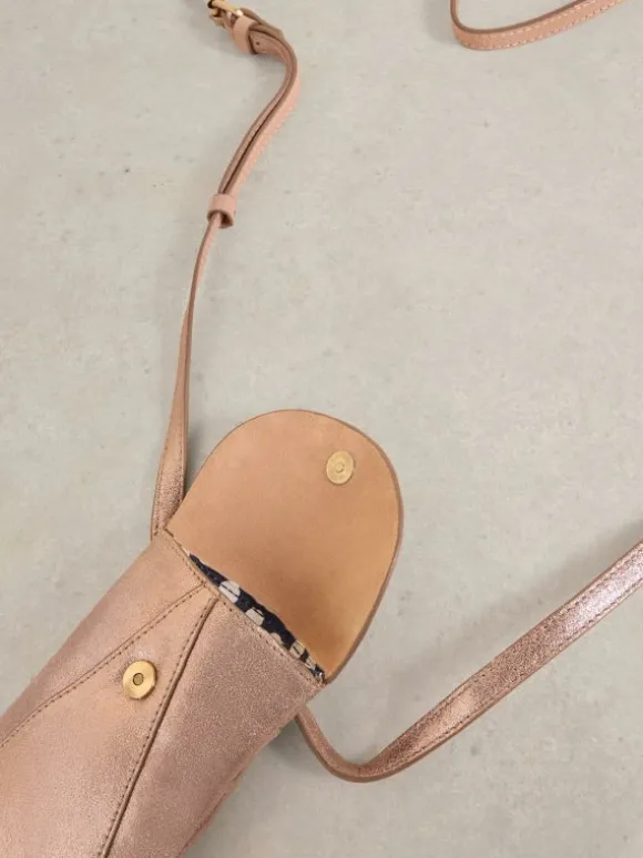 Coco Leather Phone Bag in GOLD TONE METALLIC