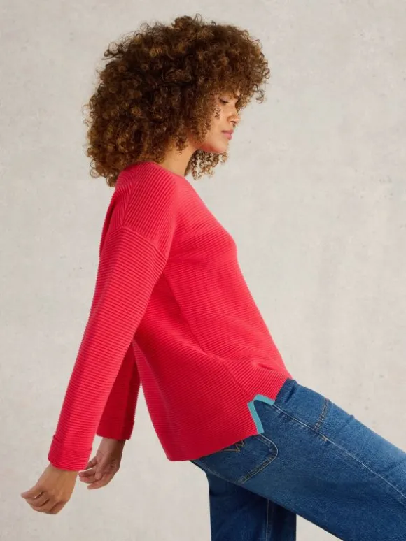 CREW NECK JANA JUMPER in BRIGHT PINK