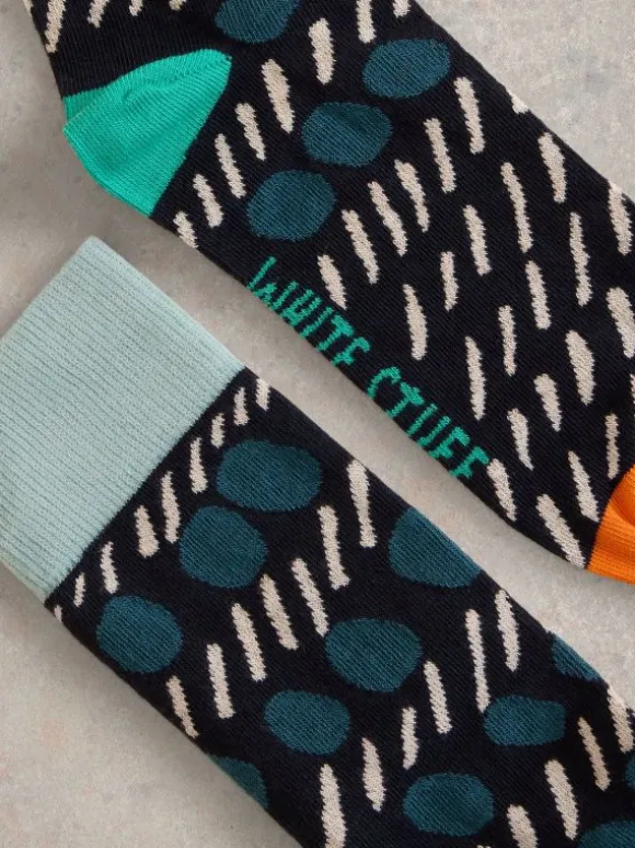 Dash and Dot Ankle Sock in NAVY MULTI