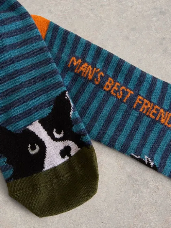 Dog Ankle Sock in BLUE MULTI