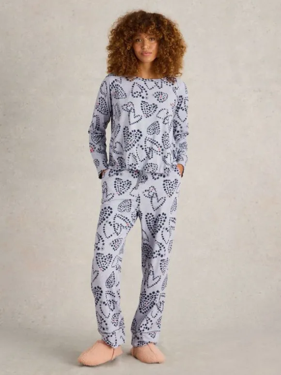 Fern Tie Hem Jersey Top in GREY PRINT