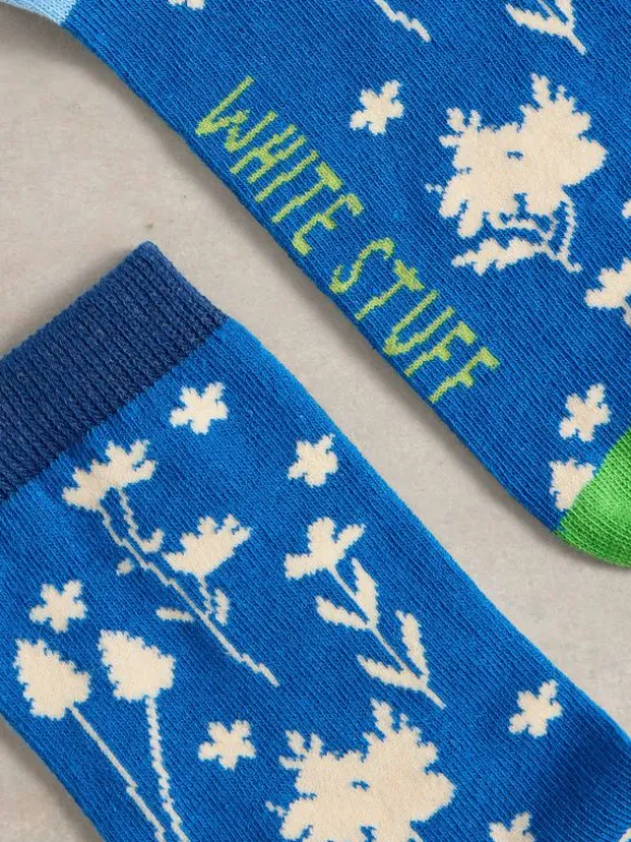 Floral Ankle Sock in BRIGHT BLUE