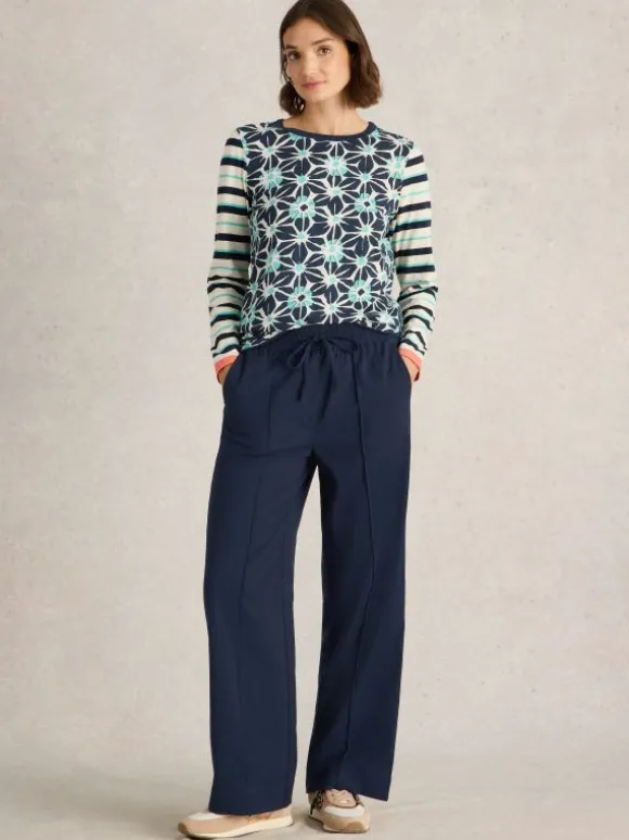 Freda Wide Leg Trousers in DARK NAVY