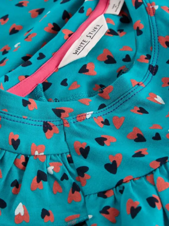 Girls Ditsy Heart Print Tee in BLUE MULTI