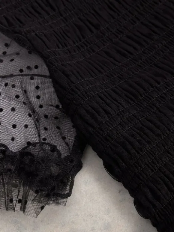 Girls Frilly Dress in PURE BLACK