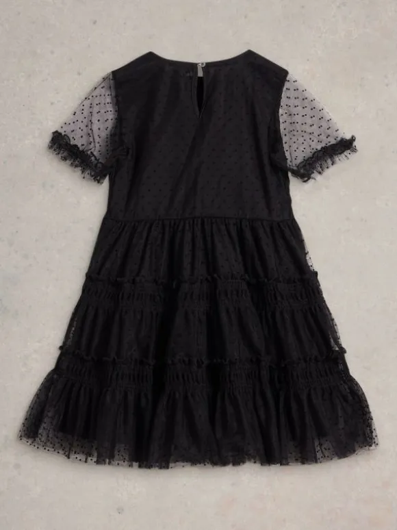Girls Frilly Dress in PURE BLACK