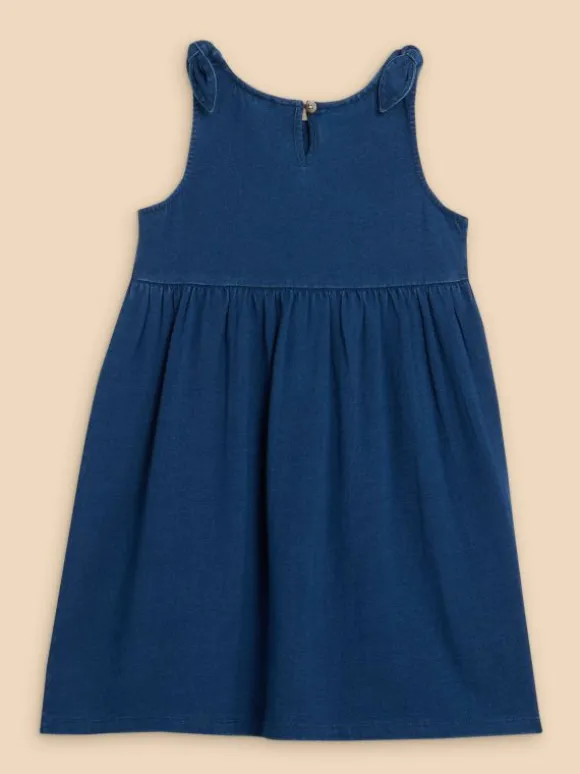 Girls Tie Shoulder Jersey Dress in DARK NAVY