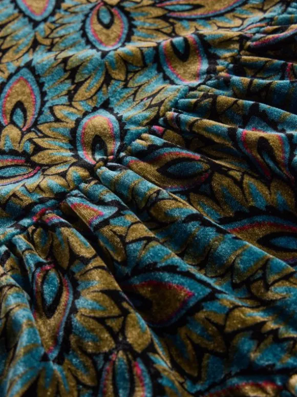 Girls Velvet Printed Dress in BLACK PRINT