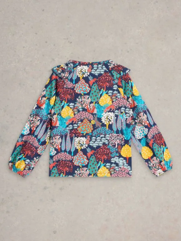 Girls Woodland Print Tee in NAVY PRINT