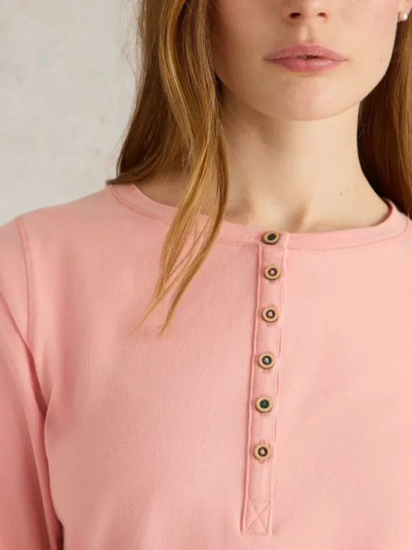 Hailey Henley Jersey Top in LIGHT PINK