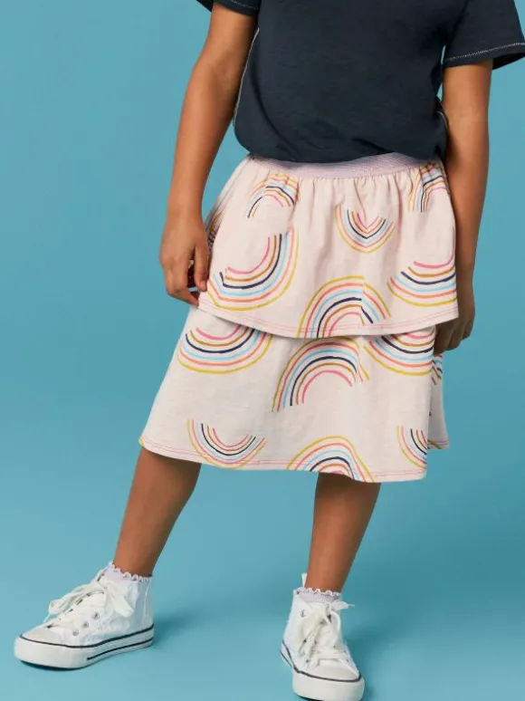 India Printed Tiered Skirt in LIGHT PINK