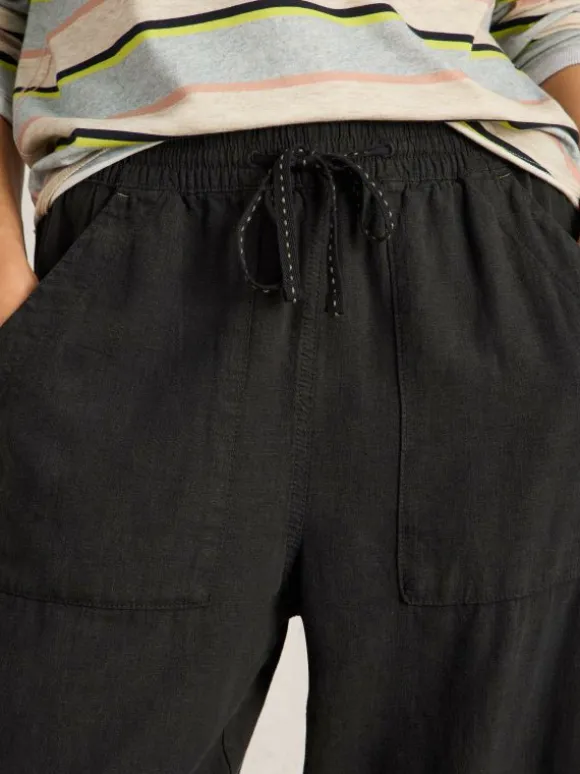 Linen Blend Elle Trouser in PURE BLACK