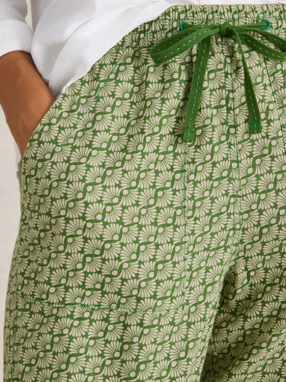 Linen Blend Elle Trouser in GREEN PRINT