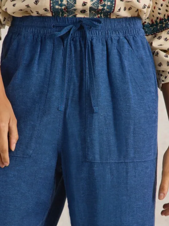 Linen Blend Elle Trouser in CHAMBRAY BLUE