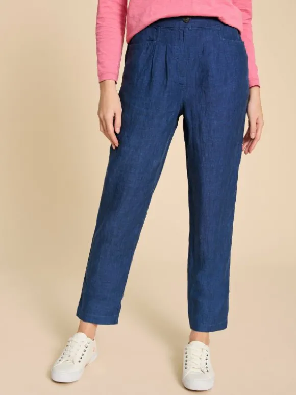 Linen Rowena Trousers in DARK NAVY