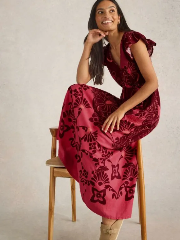 Lorna Linen Blend Maxi Dress in RED MULTI