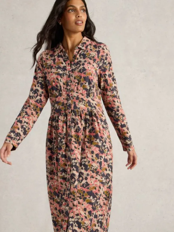 Lottie Jersey Shirt Dress in PINK MULTI