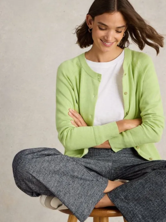 LULU CREW NECK CARDI in BRIGHT YELLOW