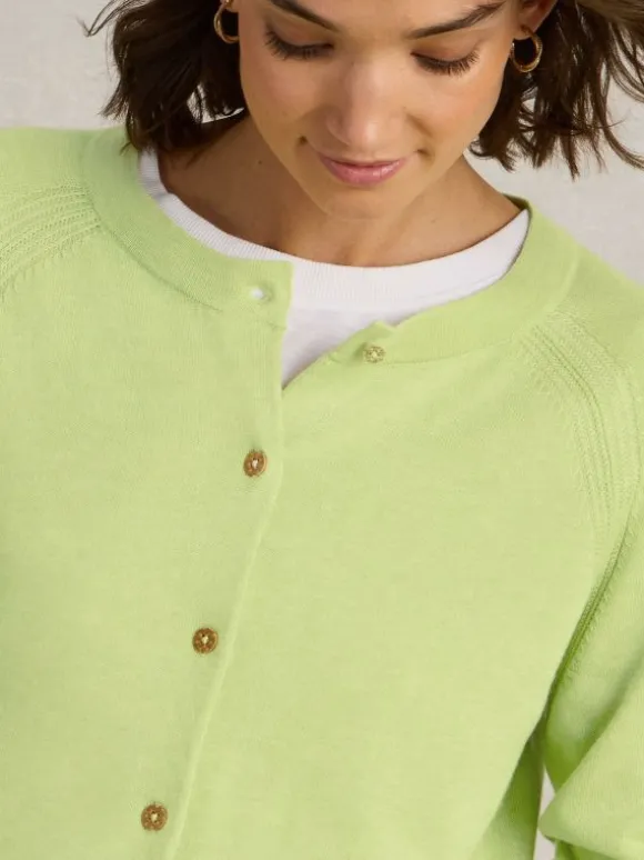 LULU CREW NECK CARDI in BRIGHT YELLOW