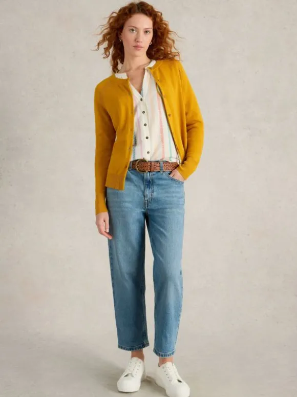 LULU CREW NECK CARDI in MID YELLOW