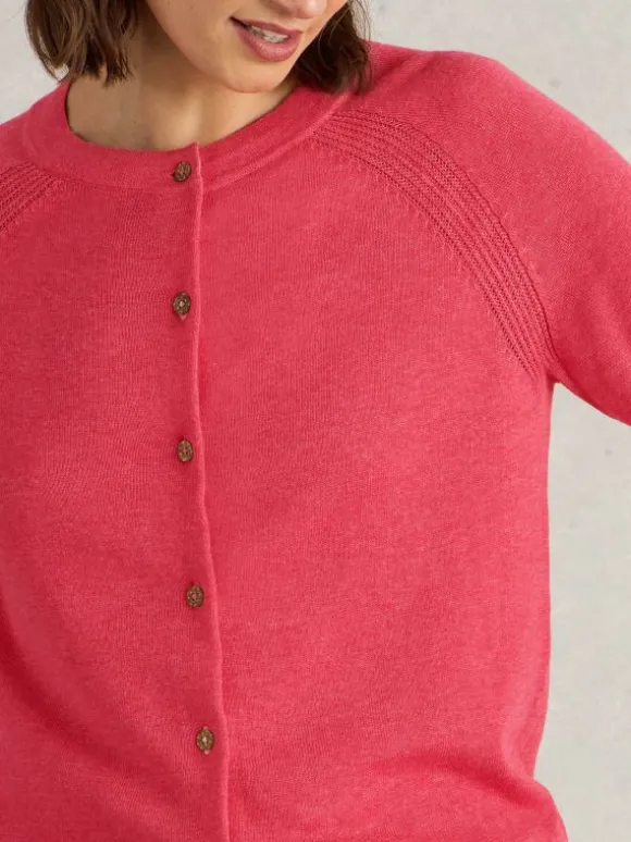LULU CREW NECK CARDI in MID PINK
