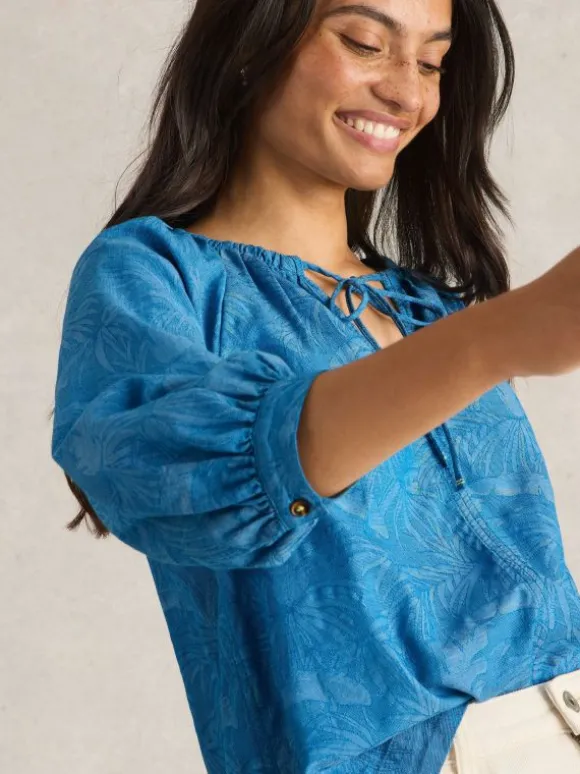 Marley Jacquard Top in CHAMBRAY BLUE
